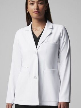 Fabletics Women's White Coat- Short Axis White Coat